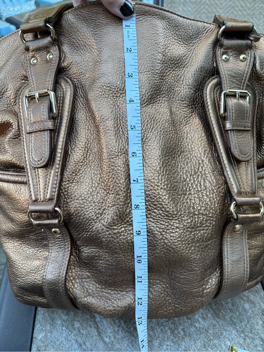 Michael Kors Metallic Brown Leather Satchel - Picture 15 of 16